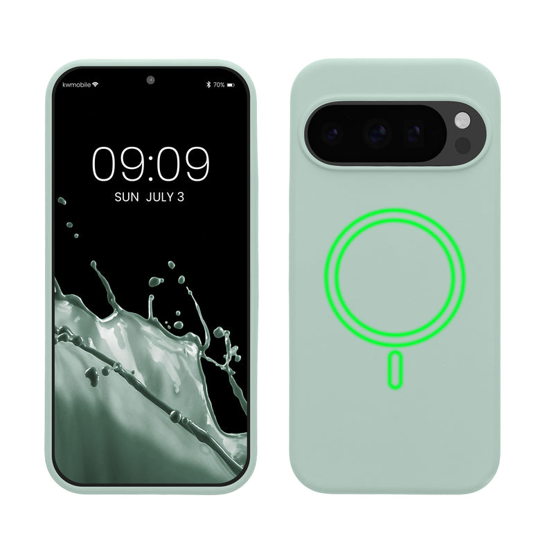 kwmobile Hülle kompatibel mit Google Pixel 10 / Pixel 10 Pro Hülle - magnetisches Silikon Case kompatibel mit MagSafe - Cover gummiert Cool Mint Cool Mint  