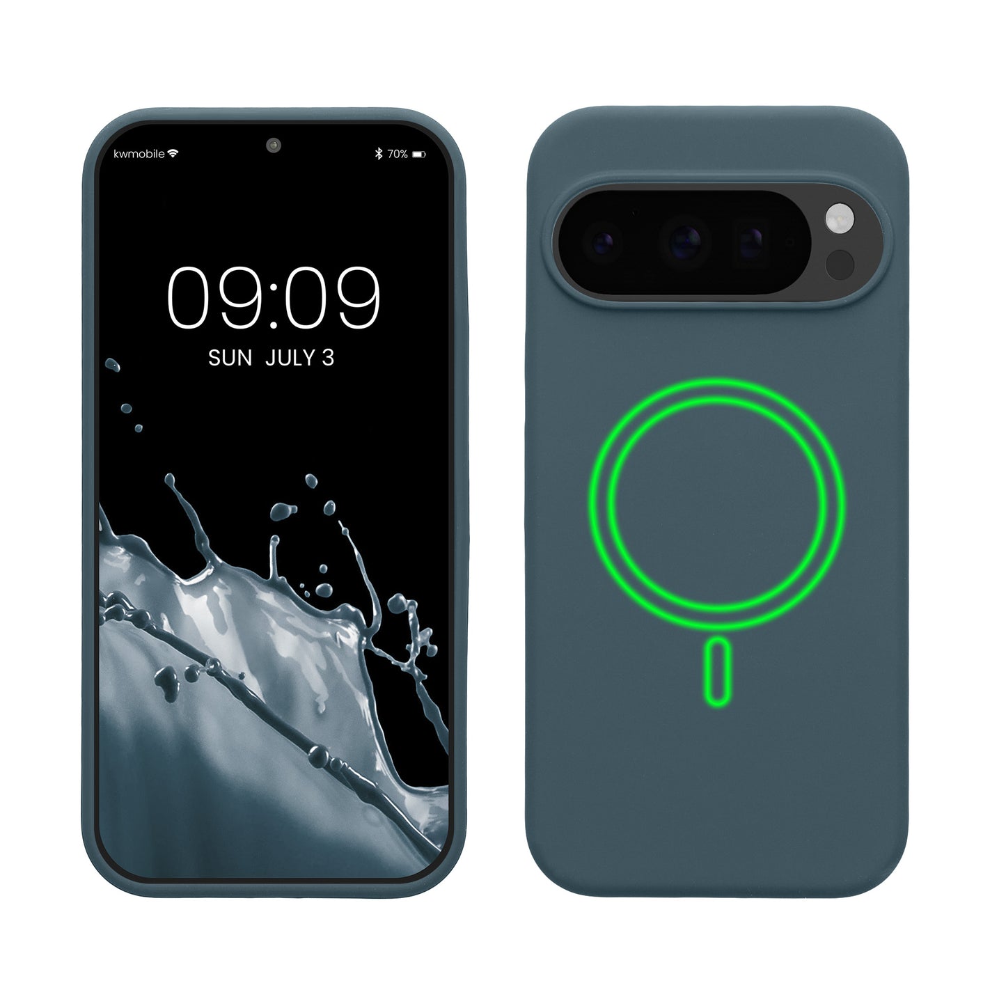 kwmobile Hülle kompatibel mit Google Pixel 10 / Pixel 10 Pro Hülle - magnetisches Silikon Case kompatibel mit MagSafe - Cover gummiert Dunkler Schiefer Dunkler Schiefer  