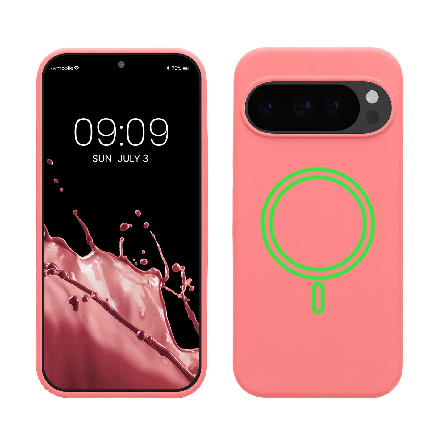 kwmobile Hülle kompatibel mit Google Pixel 10 / Pixel 10 Pro Hülle - magnetisches Silikon Case kompatibel mit MagSafe - Cover gummiert Pastell Koralle Pastell Koralle  