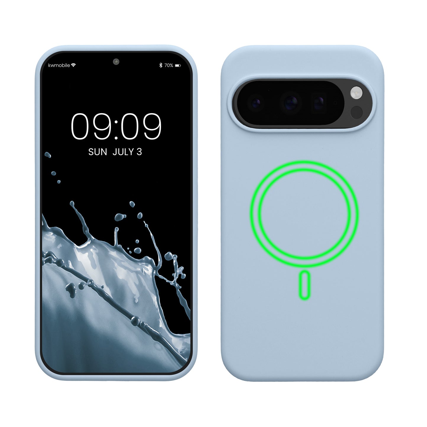 kwmobile Hülle kompatibel mit Google Pixel 10 / Pixel 10 Pro Hülle - magnetisches Silikon Case kompatibel mit MagSafe - Cover gummiert Hellblau matt Hellblau matt  