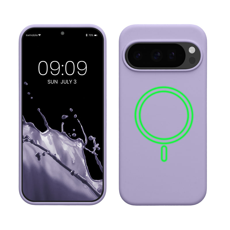 kwmobile Hülle kompatibel mit Google Pixel 10 / Pixel 10 Pro Hülle - magnetisches Silikon Case kompatibel mit MagSafe - Cover gummiert Lavendel Lavendel  