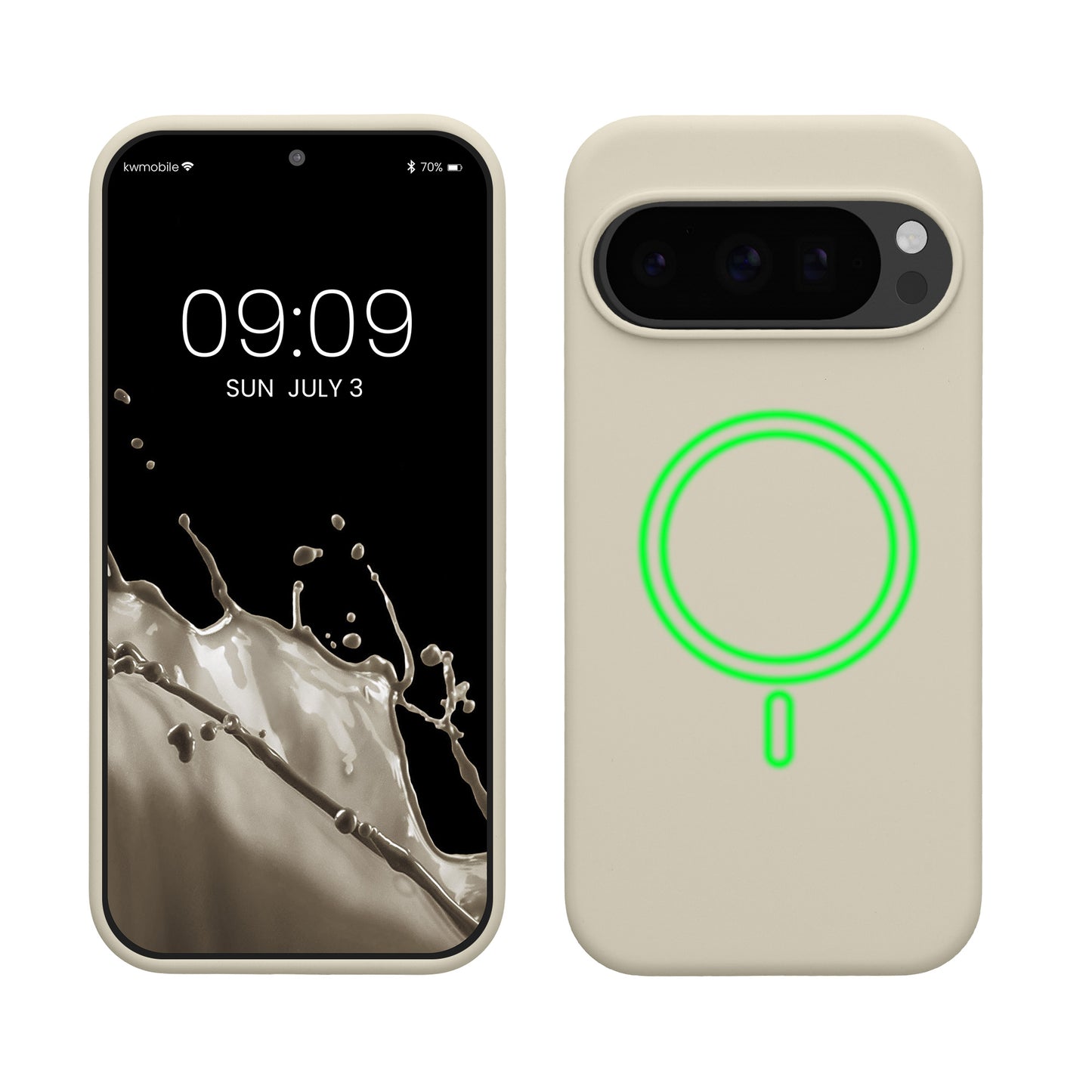 kwmobile Hülle kompatibel mit Google Pixel 10 / Pixel 10 Pro Hülle - magnetisches Silikon Case kompatibel mit MagSafe - Cover gummiert Creme matt Creme matt  