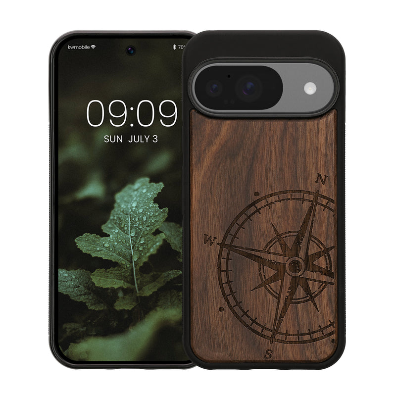 kwmobile Case Compatible with Google Pixel 10 / Pixel 10 Pro Case - Phone Cover - TPU Phone Case Compass Vintage