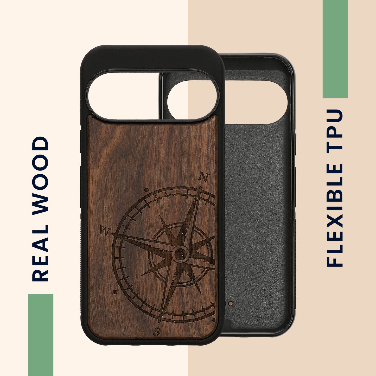 kwmobile Case Compatible with Google Pixel 10 / Pixel 10 Pro Case - Phone Cover - TPU Phone Case Compass Vintage
