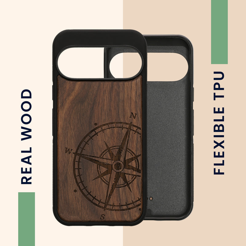 kwmobile Case Compatible with Google Pixel 10 / Pixel 10 Pro Case - Phone Cover - TPU Phone Case Compass Vintage