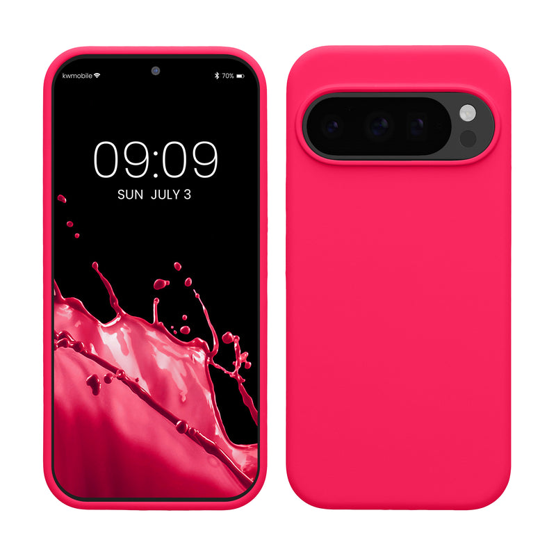 kwmobile Hülle kompatibel mit Google Pixel 10 / Pixel 10 Pro Hülle - Silikon Handy Case - Handyhülle weiche Oberfläche - kabelloses Laden - Neon Pink Neon Pink  