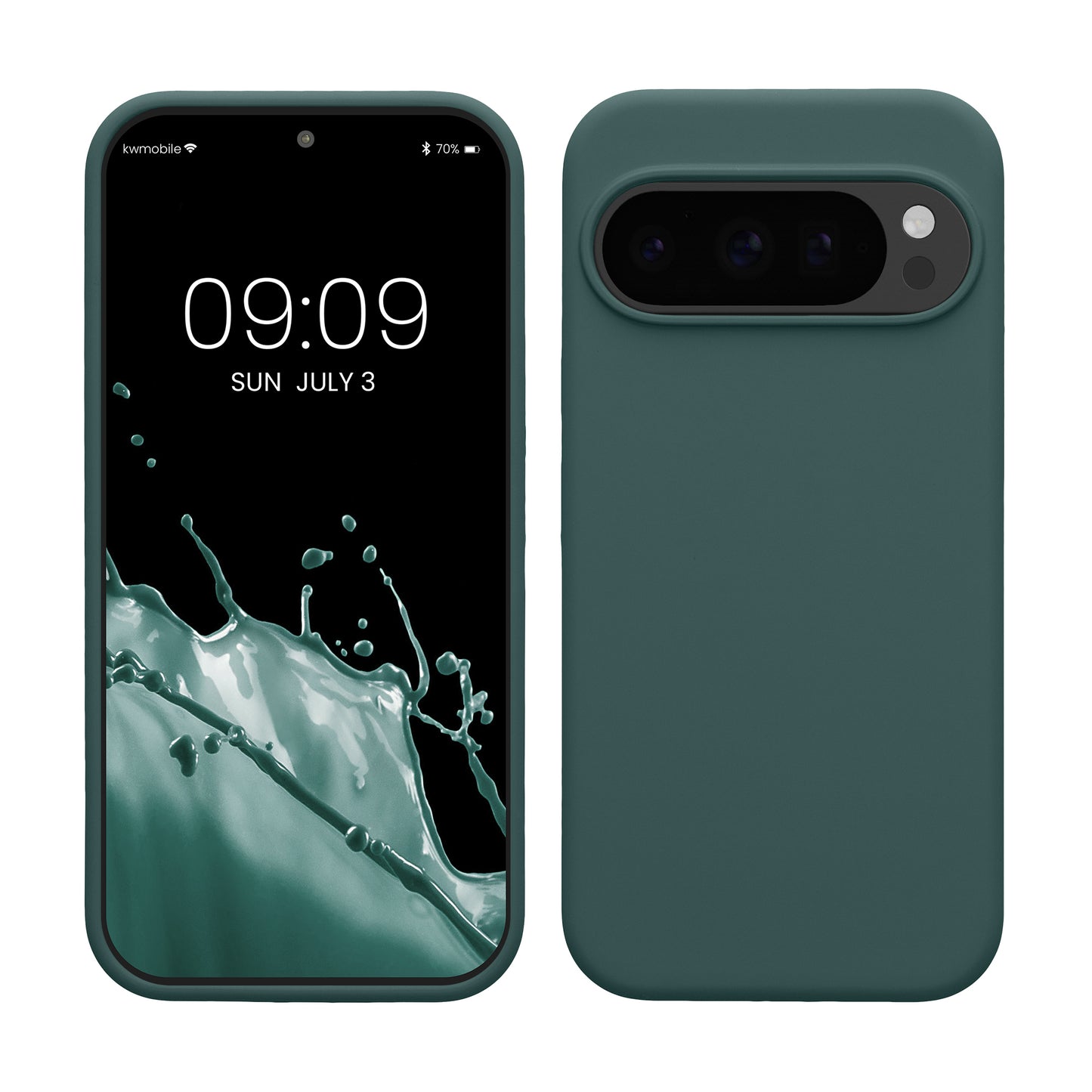 kwmobile Hülle kompatibel mit Google Pixel 10 / Pixel 10 Pro Hülle - Silikon Handy Case - Handyhülle weiche Oberfläche - kabelloses Laden - Blaugrün Blaugrün  