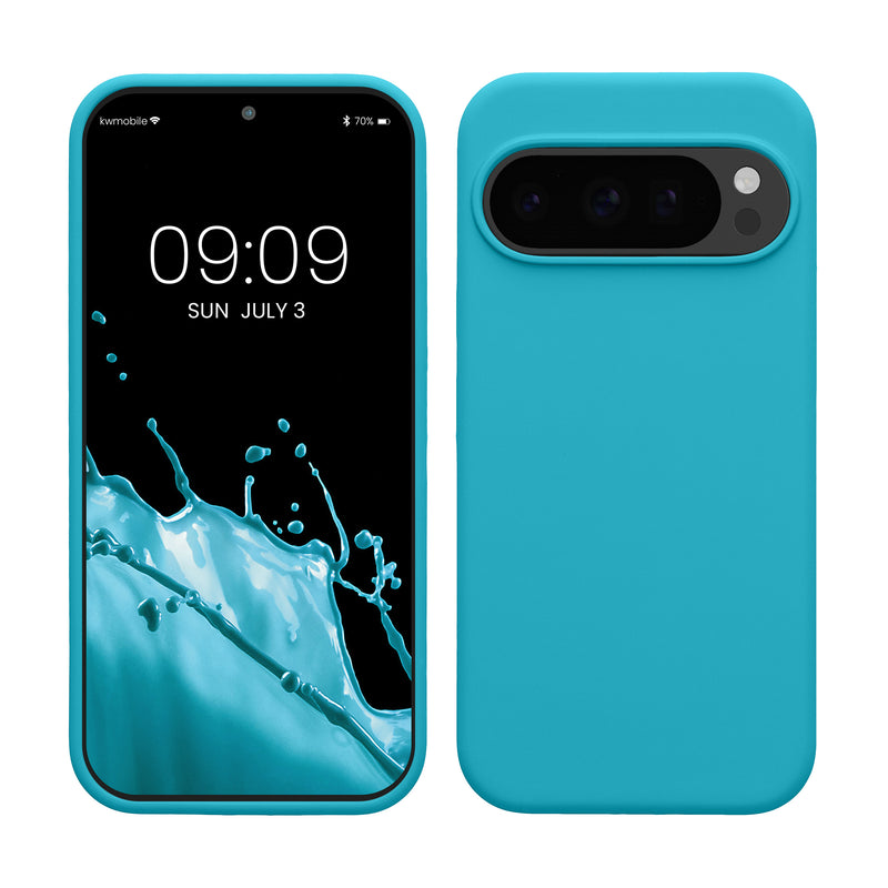 kwmobile Hülle kompatibel mit Google Pixel 10 / Pixel 10 Pro Hülle - Silikon Handy Case - Handyhülle weiche Oberfläche - kabelloses Laden - Cool Glacier Cool Glacier  