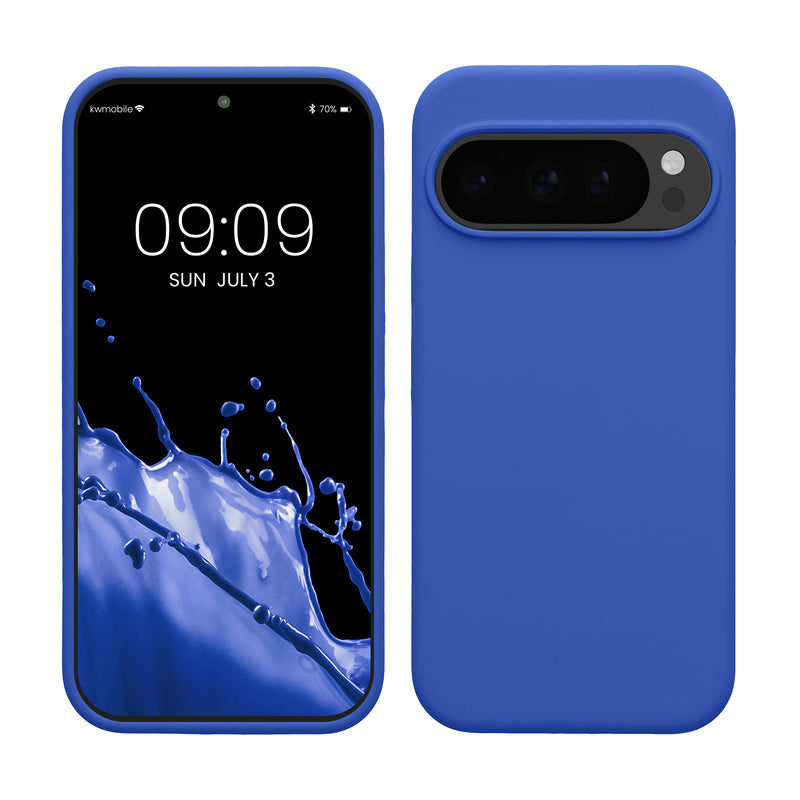 kwmobile Hülle kompatibel mit Google Pixel 10 / Pixel 10 Pro Hülle - Silikon Handy Case - Handyhülle weiche Oberfläche - kabelloses Laden - Baltik Blau Baltik Blau  