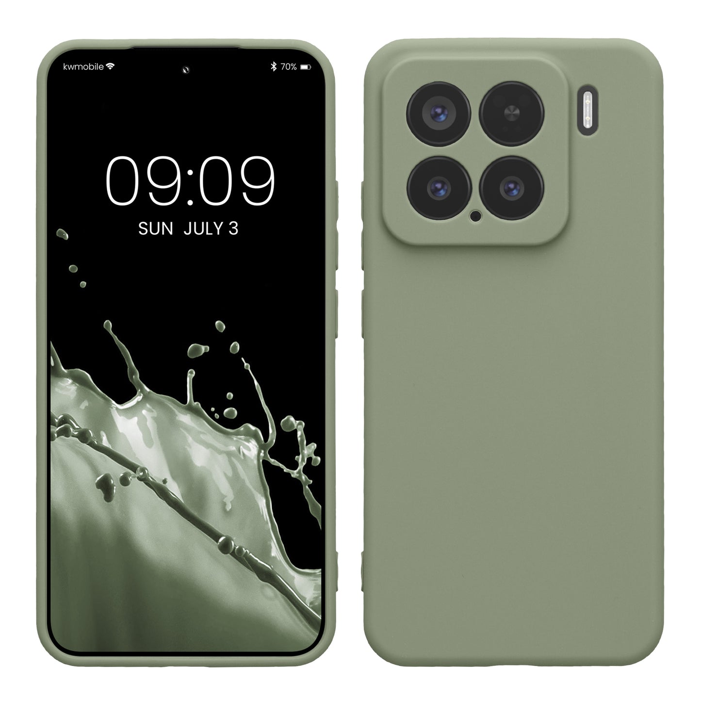 kwmobile Handyhülle kompatibel mit Xiaomi 15 Hülle - Handy Case aus weichem Silikon in Graugrün Graugrün  