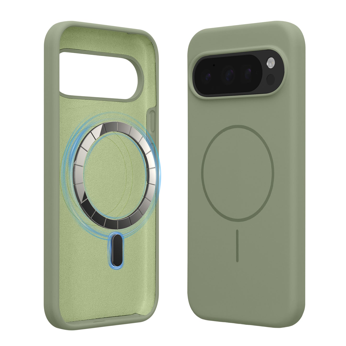 kwmobile Silikon Hülle für Google Pixel 10 / Pixel 10 Pro Handyhülle - Case Kompatibel mit MagSafe Graugrün Graugrün  