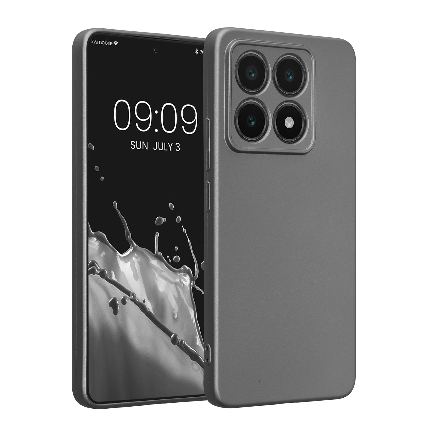 kwmobile Handyhülle kompatibel mit Xiaomi 14T Hülle - weiche Silikon Case metallisch schimmernd in Metallic Grau Metallic Grau  