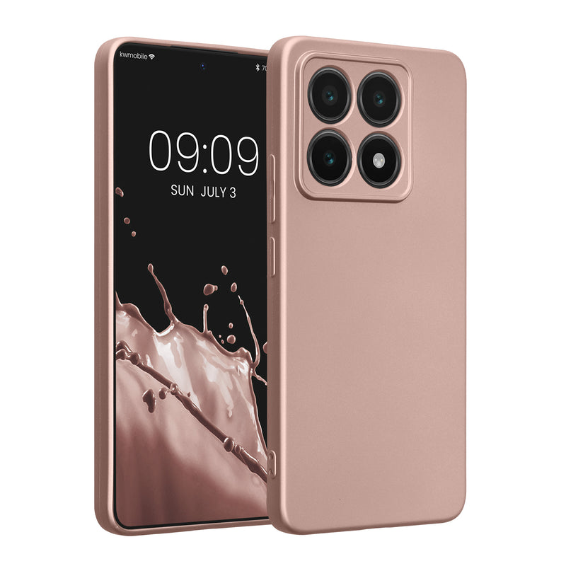 kwmobile Handyhülle kompatibel mit Xiaomi 14T Hülle - weiche Silikon Case metallisch schimmernd in Metallic Rosegold Metallic Rosegold  