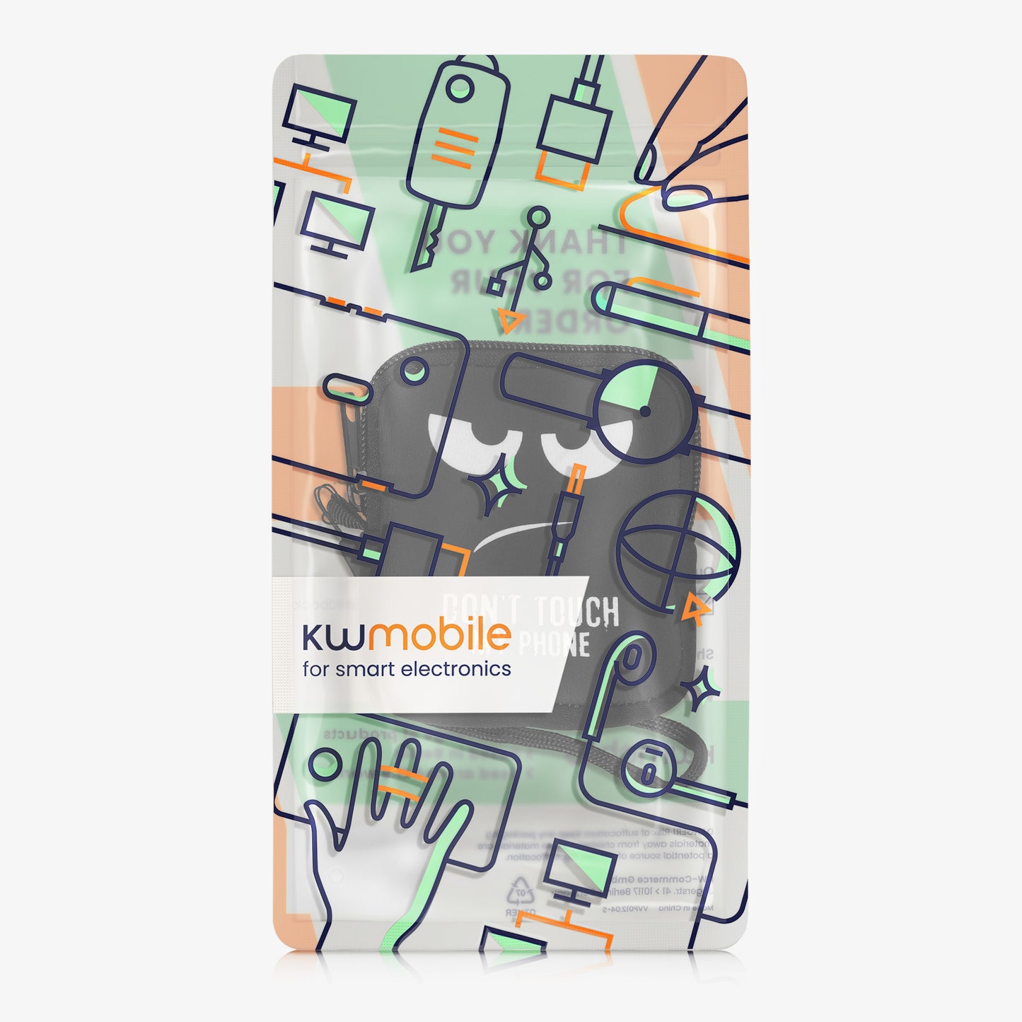 kwmobile Phone Case for Foldable Smartphones with 10 x 8 x 2 cm Inner Dimensions Don't touch my Phone