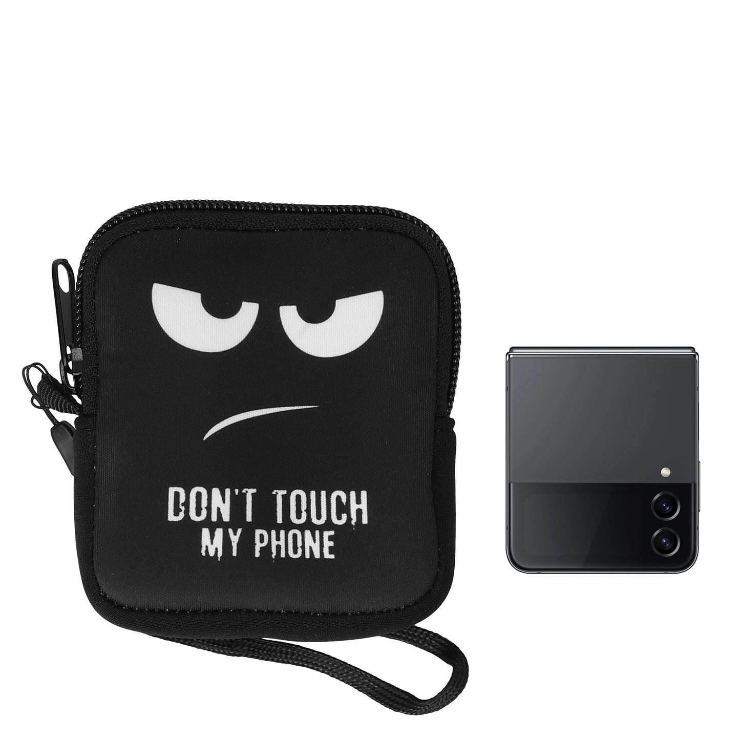 kwmobile Phone Case for Foldable Smartphones with 10 x 8 x 2 cm Inner Dimensions Don't touch my Phone