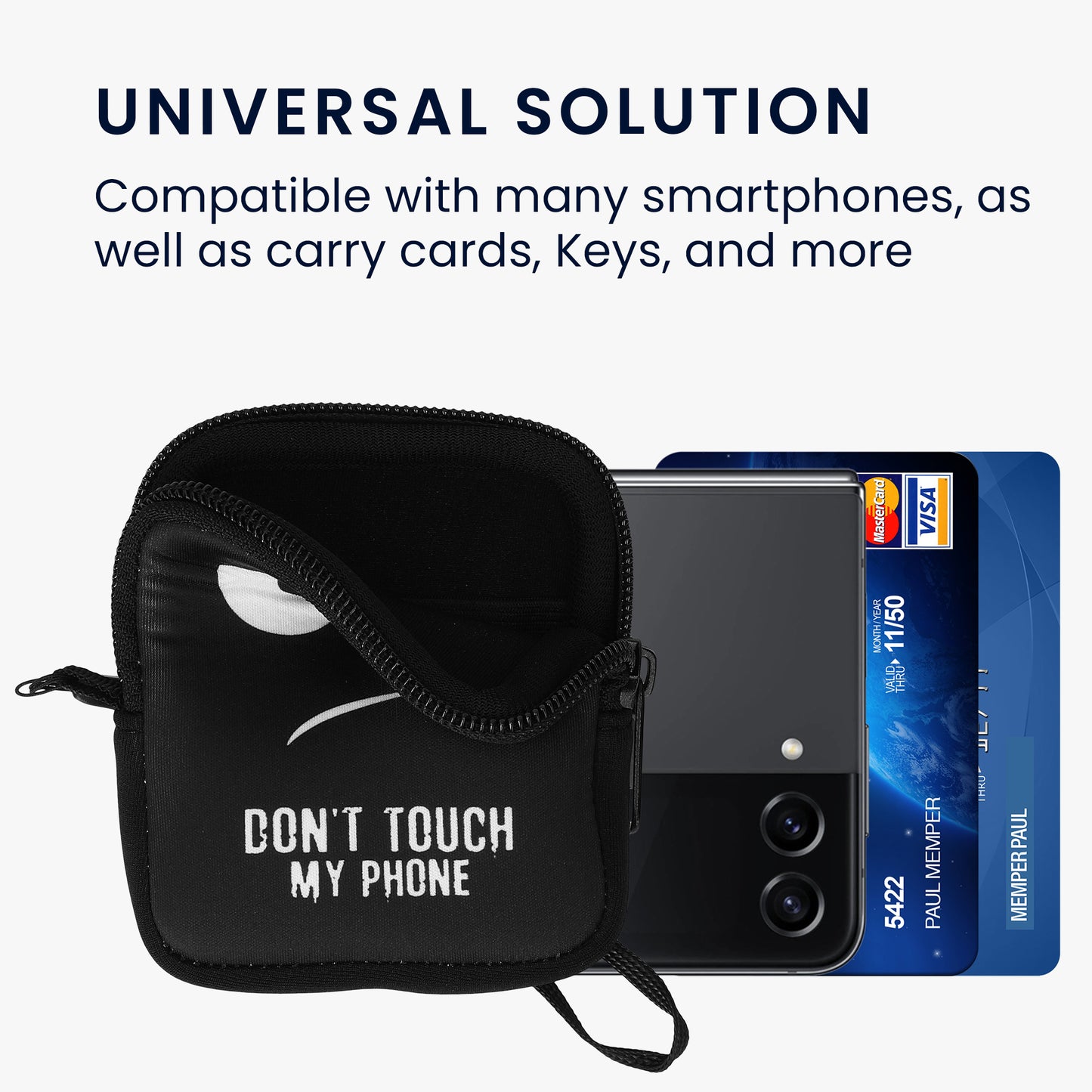kwmobile Phone Case for Foldable Smartphones with 10 x 8 x 2 cm Inner Dimensions Don't touch my Phone