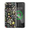 kwmobile kristallklares Hardcase kompatibel mit Google Pixel 9a Hülle - kompatibel mit MagSafe - Acryl-Hülle mit TPU Case - Zauberhafte Blumen Gelb  [dsg01]