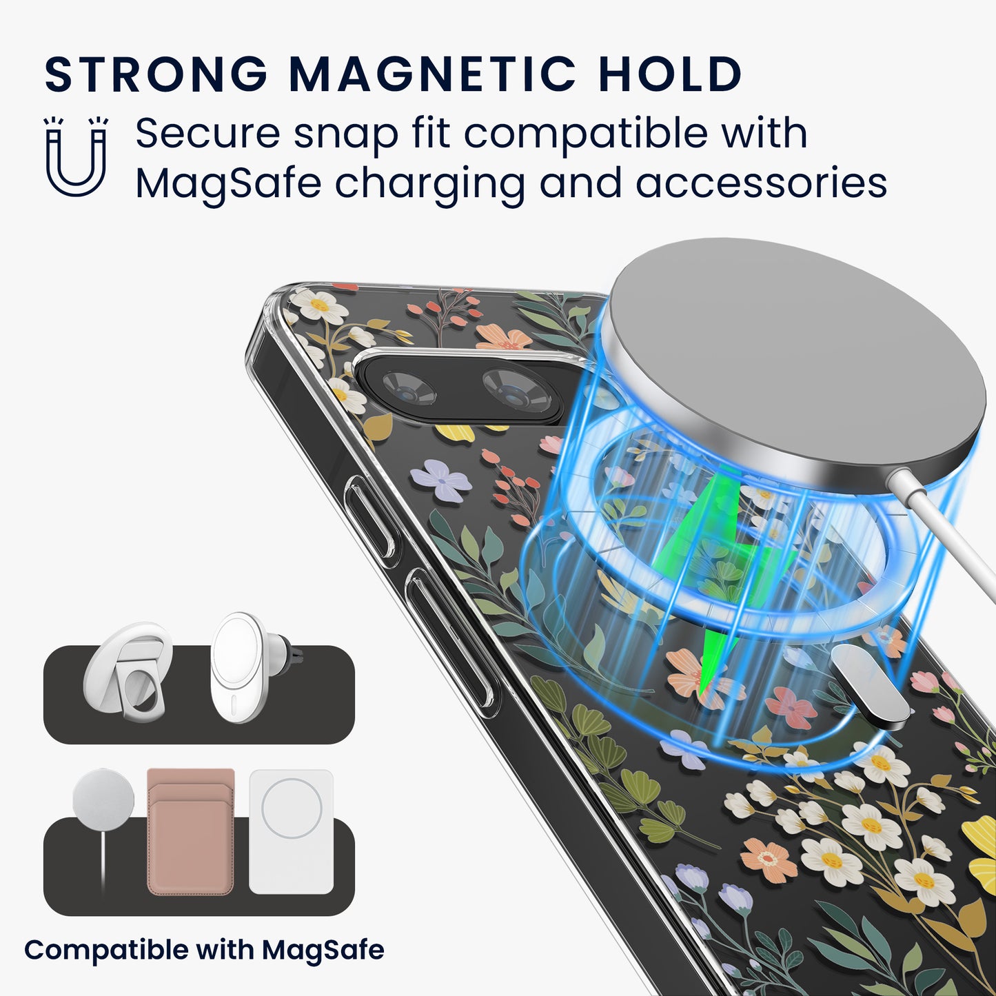 kwmobile Crystal Clear Hard Case Compatible with Google Pixel 9a Case - Compatible with MagSafe - TPU Case