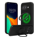 kwmobile Case for Google Pixel 9a - Compatible with MagSafe - Cover with Ring Stand - Carbon Look