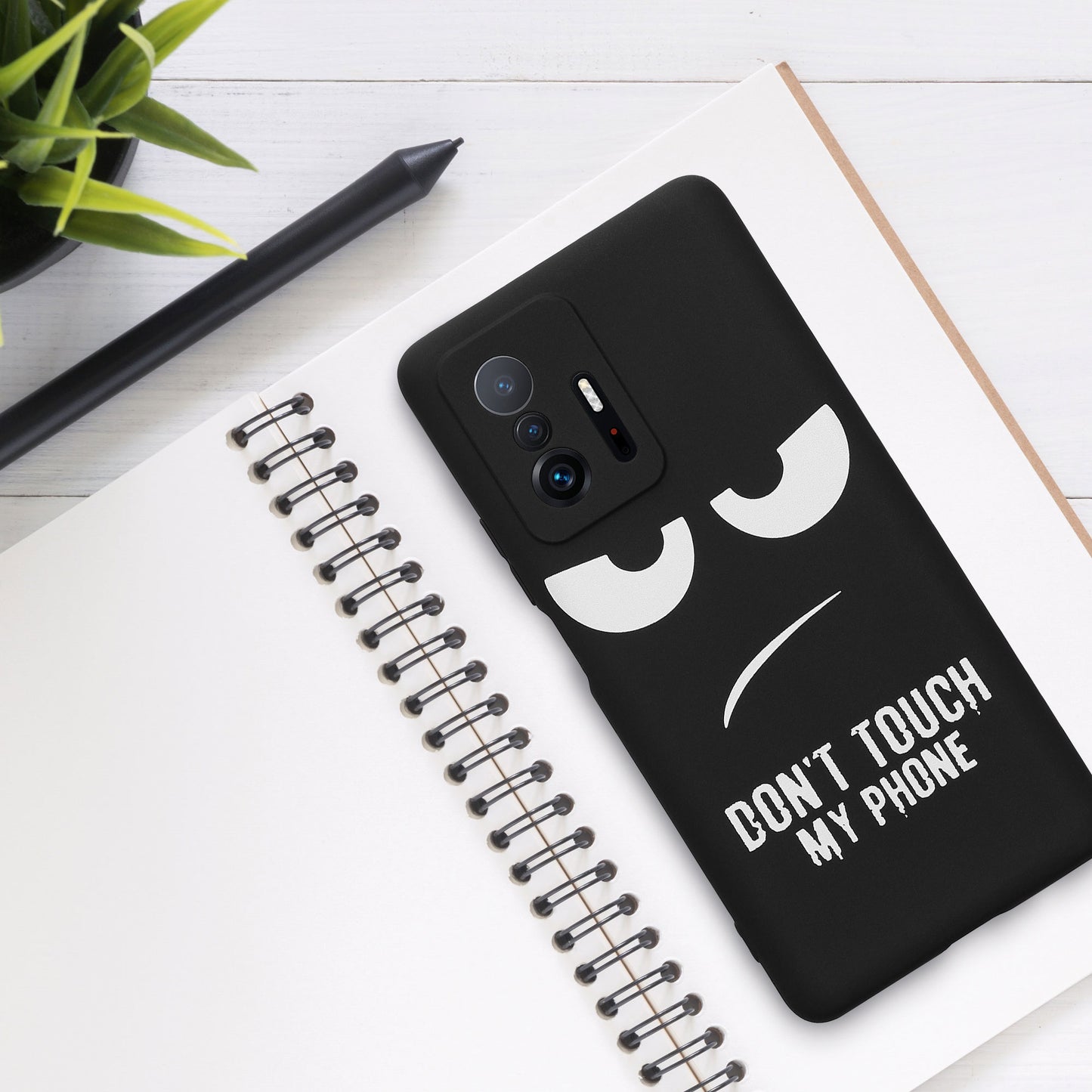 kwmobile Case Compatible with Xiaomi 11T / 11T Pro - Silicone Phone Cover - Don't touch my Phone