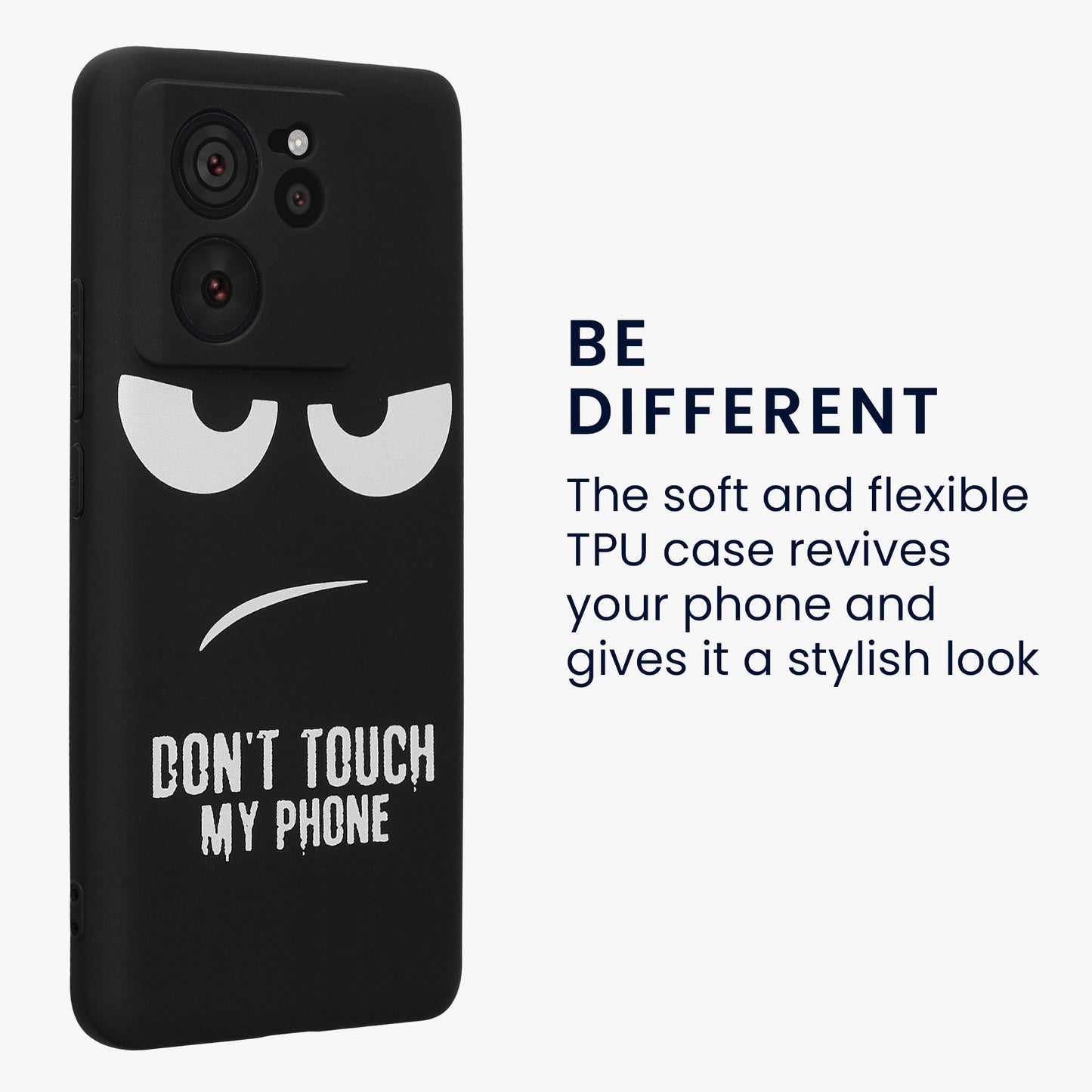 kwmobile Case Compatible with Xiaomi 13T / 13T Pro - Silicone Phone Cover - Don't touch my Phone
