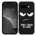 kwmobile Hülle kompatibel mit Google Pixel 9a - Handyhülle Silikon Case - Don't touch my Phone Weiß Schwarz Weiß  [dsg01]