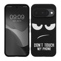 kwmobile Hülle kompatibel mit Google Pixel 10 - Handyhülle Silikon Case - Don't touch my Phone Weiß Schwarz Weiß  [dsg01]