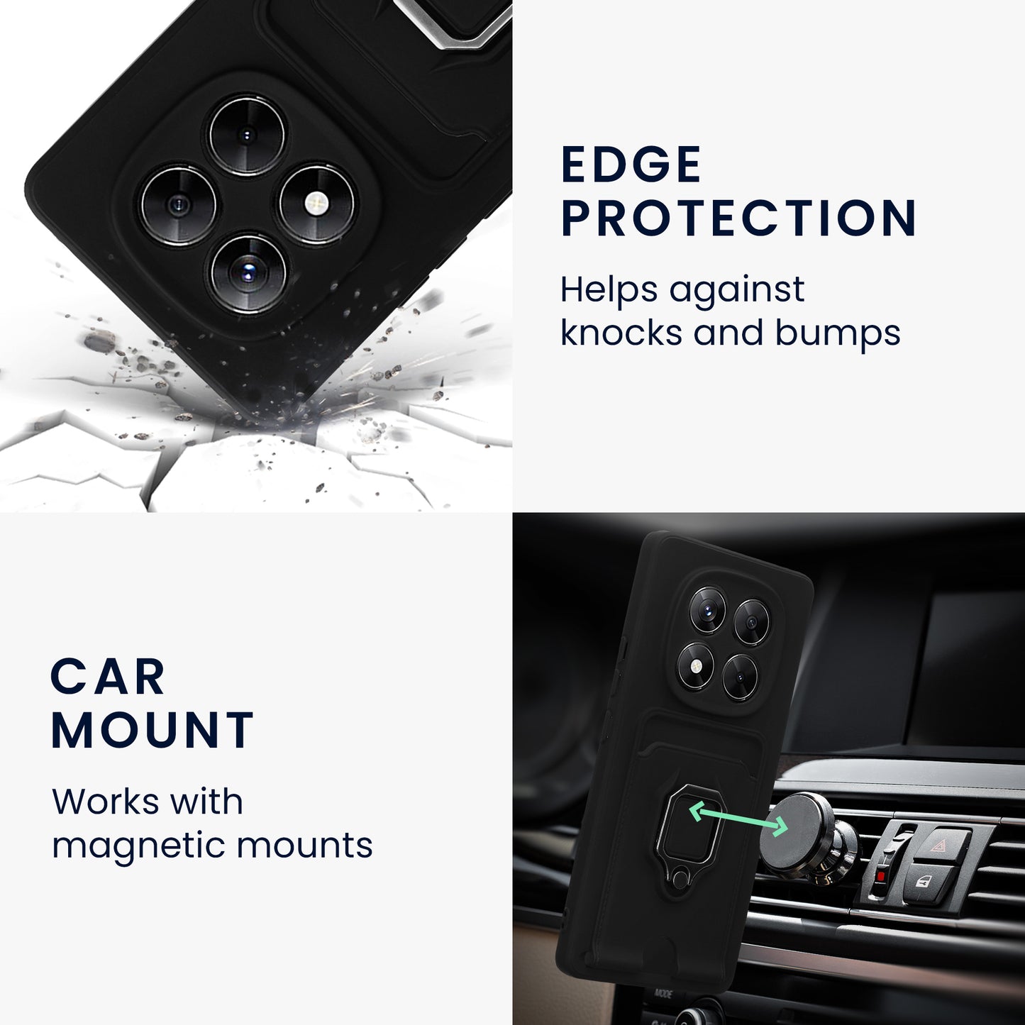 Phone case with camera protection and card slot