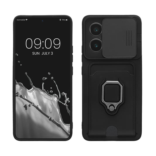 kwmobile Handyhülle kompatibel mit Xiaomi 14T - Softcase mit Kameraschutz - Kartenfach - Schwarz Schwarz  