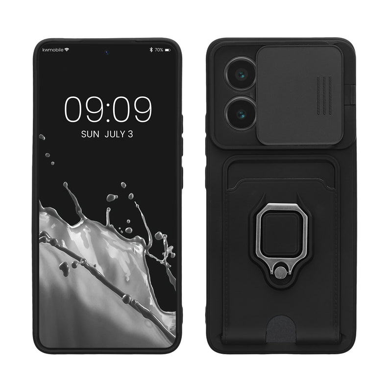 kwmobile Handyhülle kompatibel mit Xiaomi 14T - Softcase mit Kameraschutz - Kartenfach - Schwarz Schwarz  