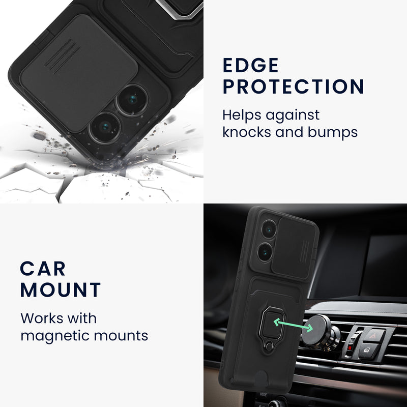 Phone case with camera protection and card slot