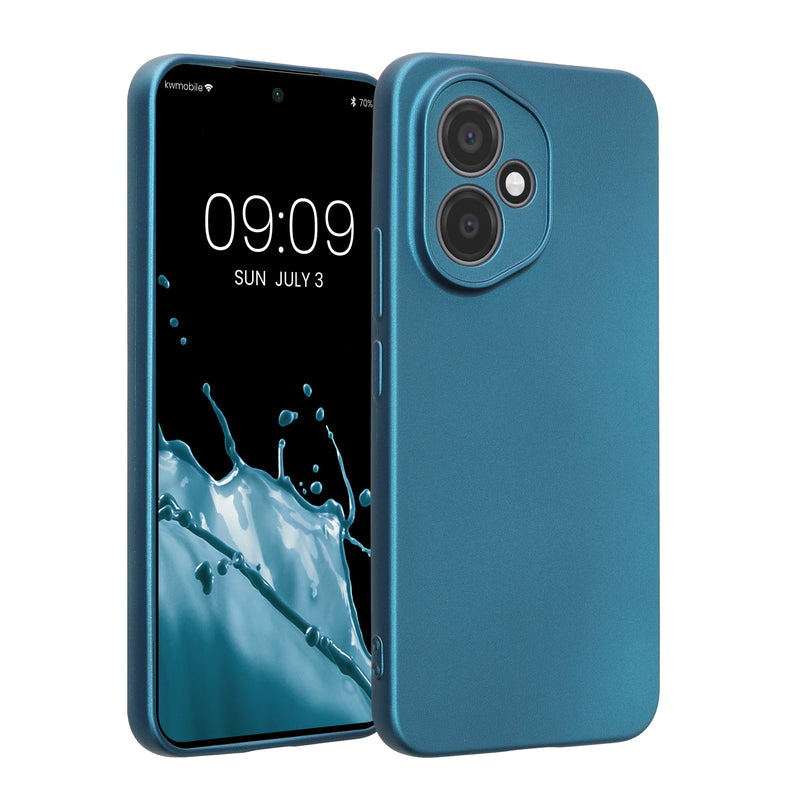 kwmobile Handyhülle kompatibel mit HONOR 400 Hülle - weiche Silikon Case metallisch schimmernd in Metallic Karibikblau Metallic Karibikblau  