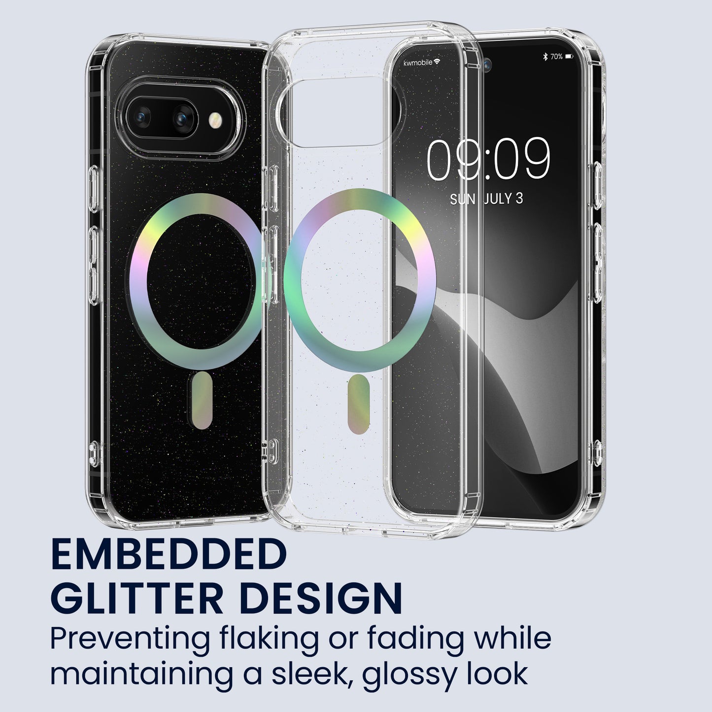 kwmobile Case Compatible with Google Pixel 9a Phone Cover Hard Case with TPU Bumper Protective Cover Compatible with MagSafe Camera Protection