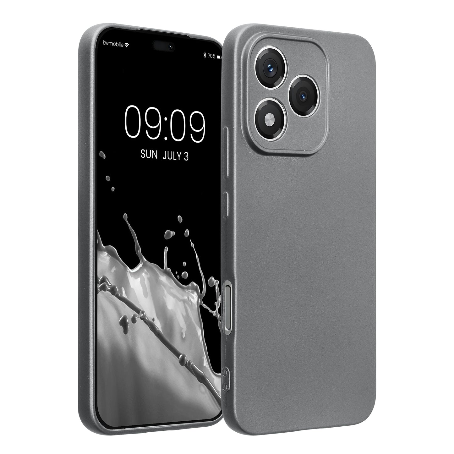 kwmobile Handyhülle kompatibel mit HONOR 400 Lite Hülle - weiche Silikon Case metallisch schimmernd in Metallic Grau Metallic Grau  