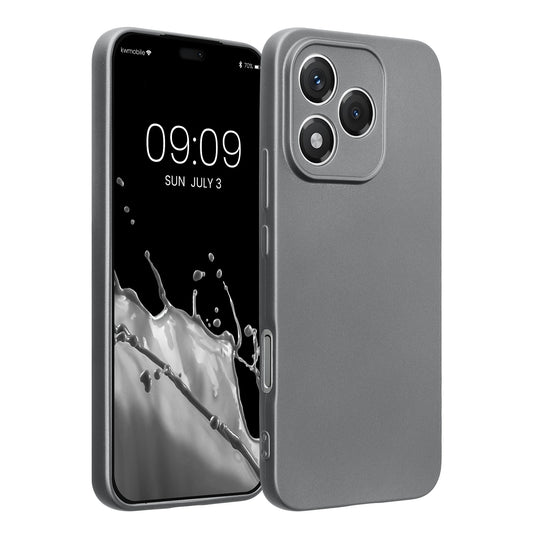 kwmobile Handyhülle kompatibel mit HONOR 400 Lite Hülle - weiche Silikon Case metallisch schimmernd in Metallic Grau Metallic Grau  