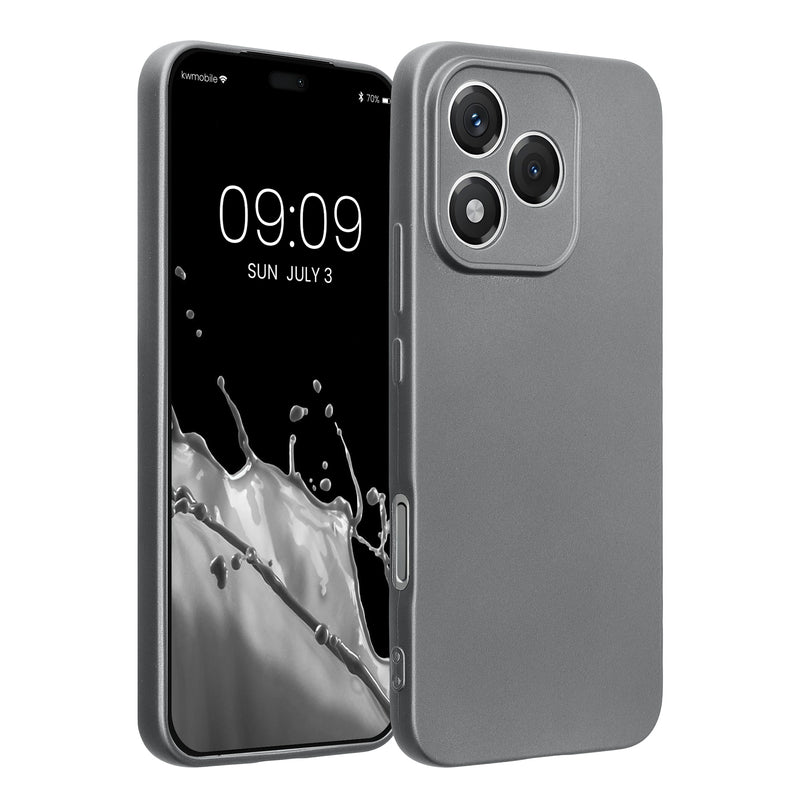 kwmobile Handyhülle kompatibel mit HONOR 400 Lite Hülle - weiche Silikon Case metallisch schimmernd in Metallic Grau Metallic Grau  