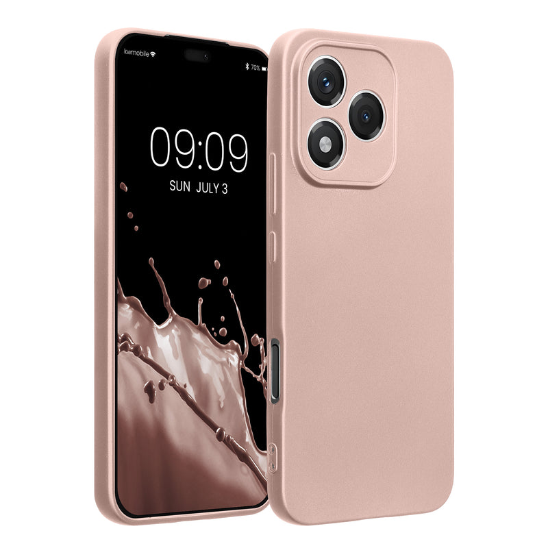 kwmobile Handyhülle kompatibel mit HONOR 400 Lite Hülle - weiche Silikon Case metallisch schimmernd in Metallic Rosegold Metallic Rosegold  