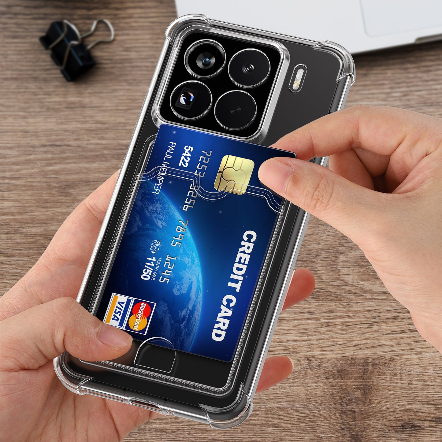 kwmobile Case with Card Slot compatible with Xiaomi 15 Pro - Phone Case with Card Holder - Soft Case - Protective Cover