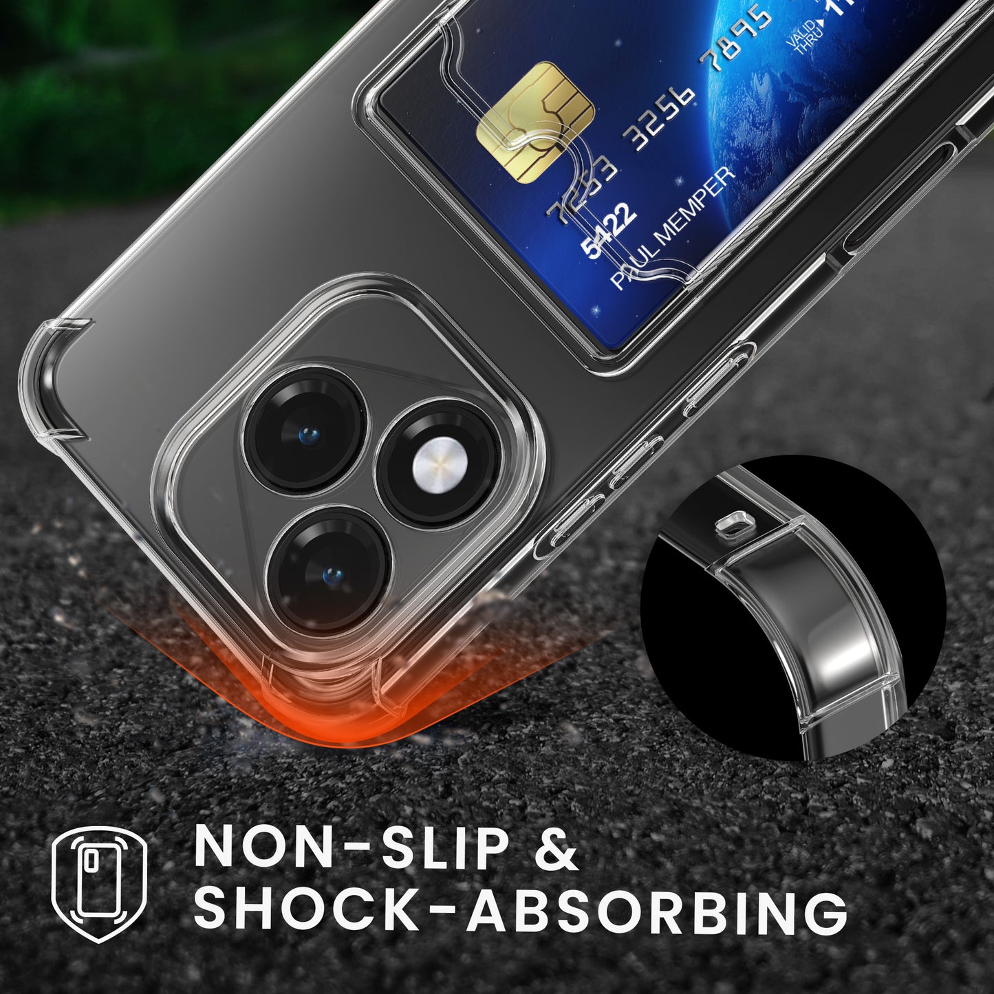 kwmobile Case with Card Slot compatible with HONOR 400 Lite - Phone Case with Card Holder - Soft Case - Protective Cover
