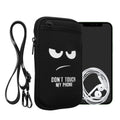 kwmobile Handytasche zum Umhängen für XXL - 7" Handy Tasche - Umhänge Tasche für Handy aus Neopren - Handyschutz mit Taschen - Don't touch my Phone Weiß XXL [dsg01]