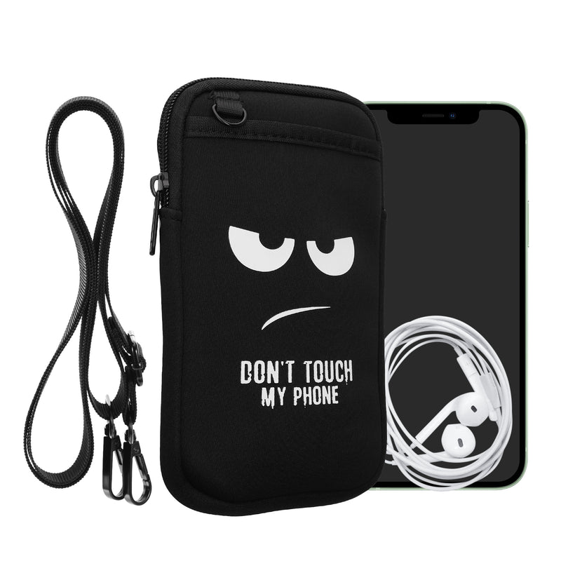 kwmobile Handytasche zum Umhängen für XXL - 7" Handy Tasche - Umhänge Tasche für Handy aus Neopren - Handyschutz mit Taschen - Don't touch my Phone Weiß XXL [dsg01]