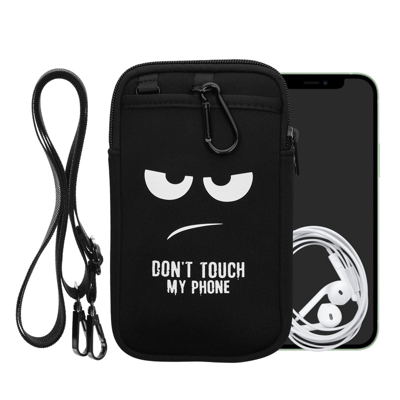 kwmobile Crossbody Phone Bag for 7" Cell Phone Case Shoulder Bag for Mobile Phone Cell Phone Protection with Pockets Don't touch my Phone