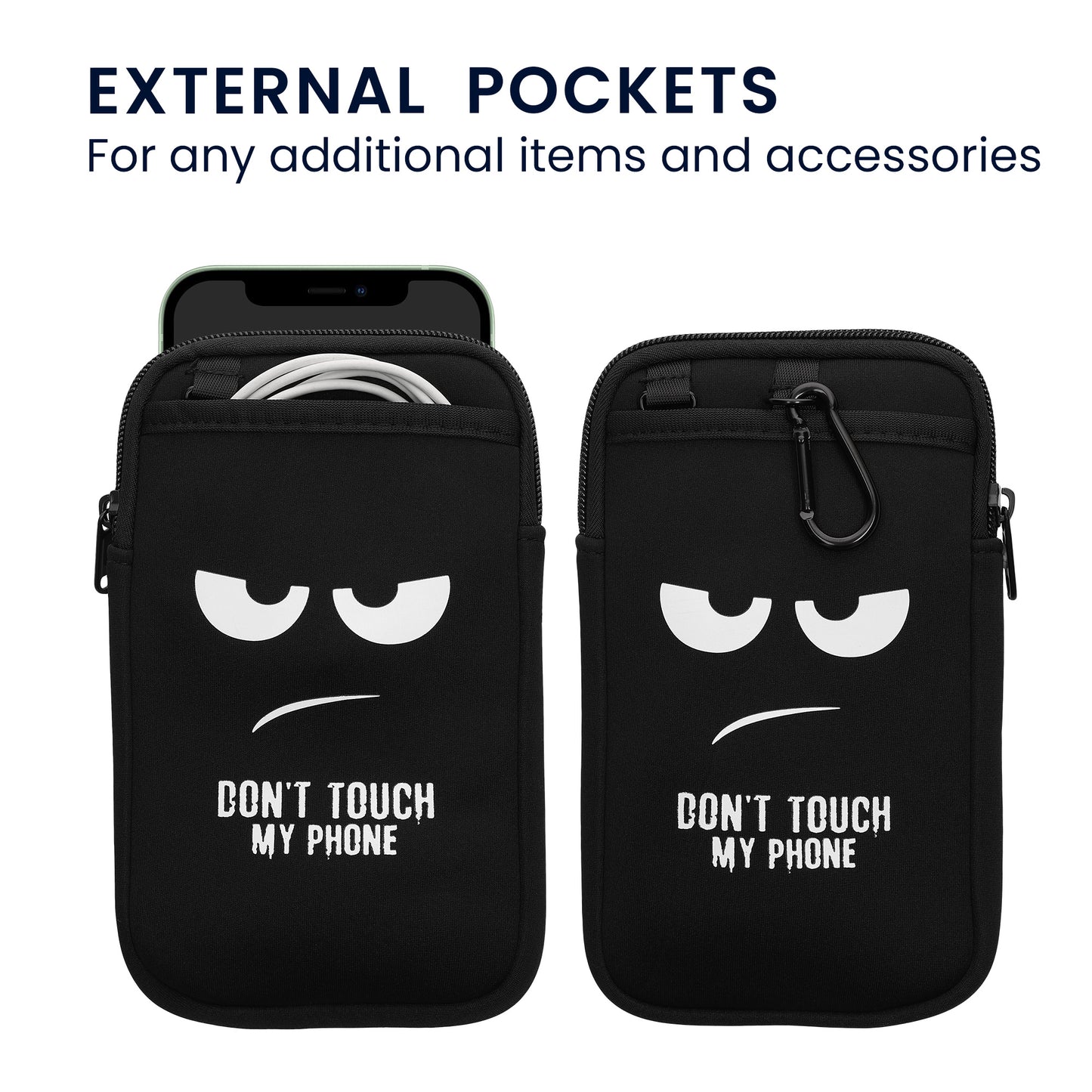 kwmobile Crossbody Phone Bag for 7" Cell Phone Case Shoulder Bag for Mobile Phone Cell Phone Protection with Pockets Don't touch my Phone