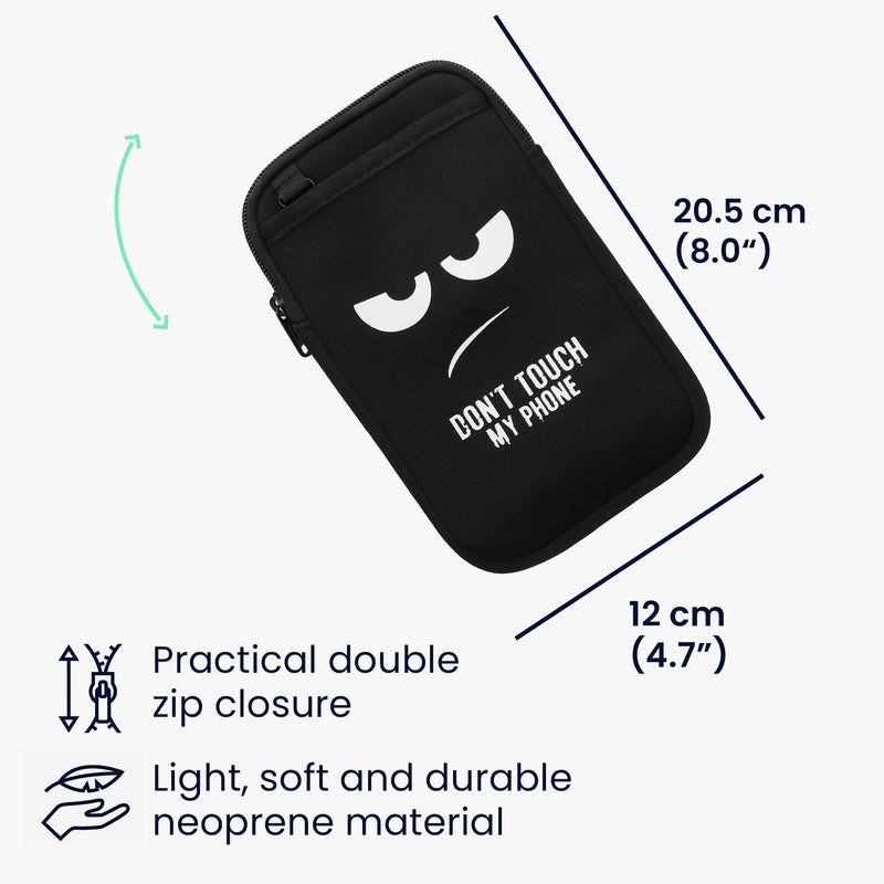 kwmobile Crossbody Phone Bag for 7" Cell Phone Case Shoulder Bag for Mobile Phone Cell Phone Protection with Pockets Don't touch my Phone