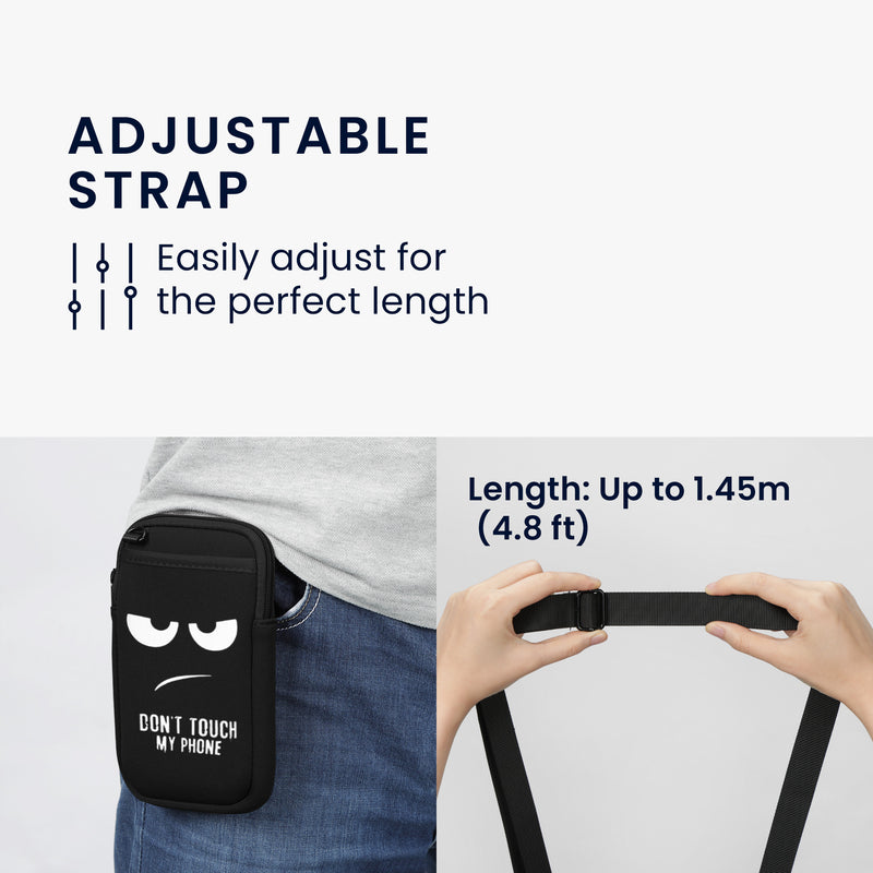 kwmobile Lanyard Phone Case for Phone Bag Shoulder Bag for Phone Phone Protection with Pockets Don't touch my Phone