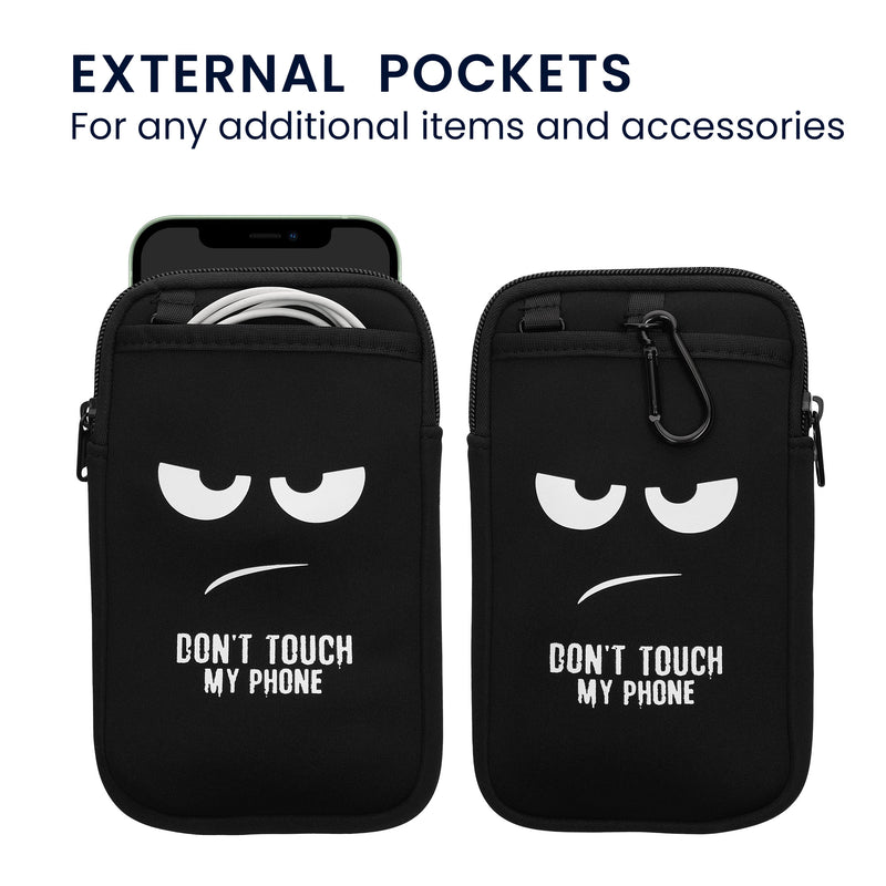 kwmobile Lanyard Phone Case for Phone Bag Shoulder Bag for Phone Phone Protection with Pockets Don't touch my Phone