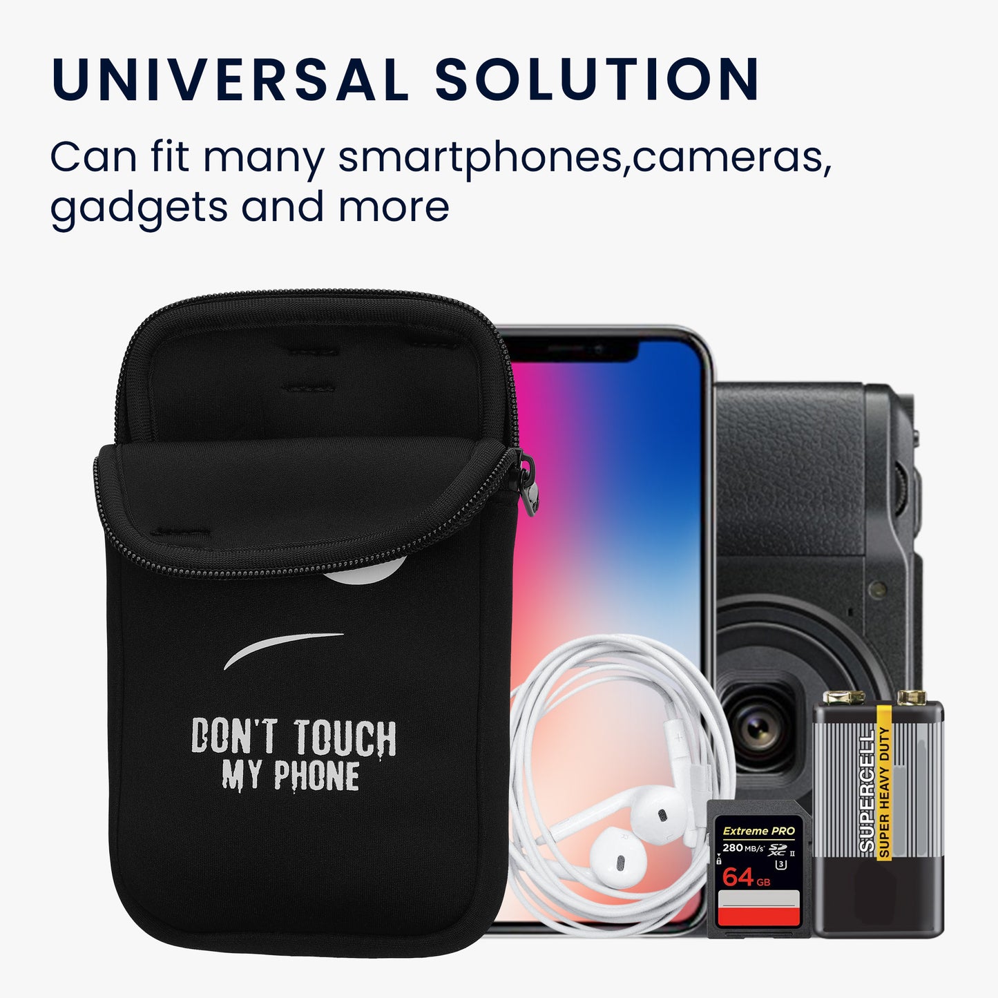kwmobile Lanyard Phone Case for Phone Bag Shoulder Bag for Phone Phone Protection with Pockets Don't touch my Phone