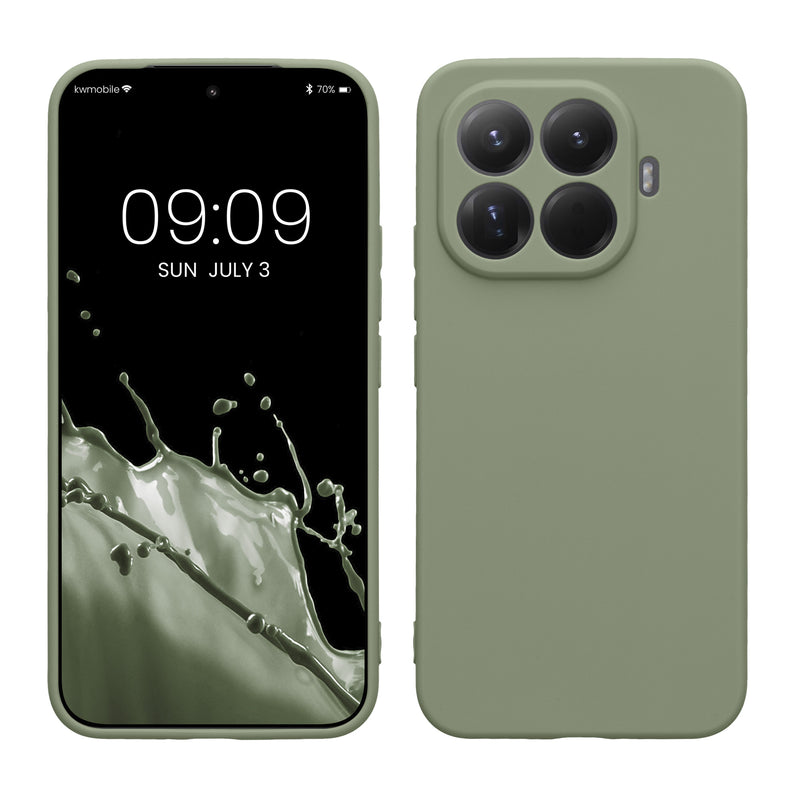 kwmobile Handyhülle kompatibel mit Xiaomi 15T Pro Hülle - Handy Case aus weichem Silikon in Graugrün Graugrün  