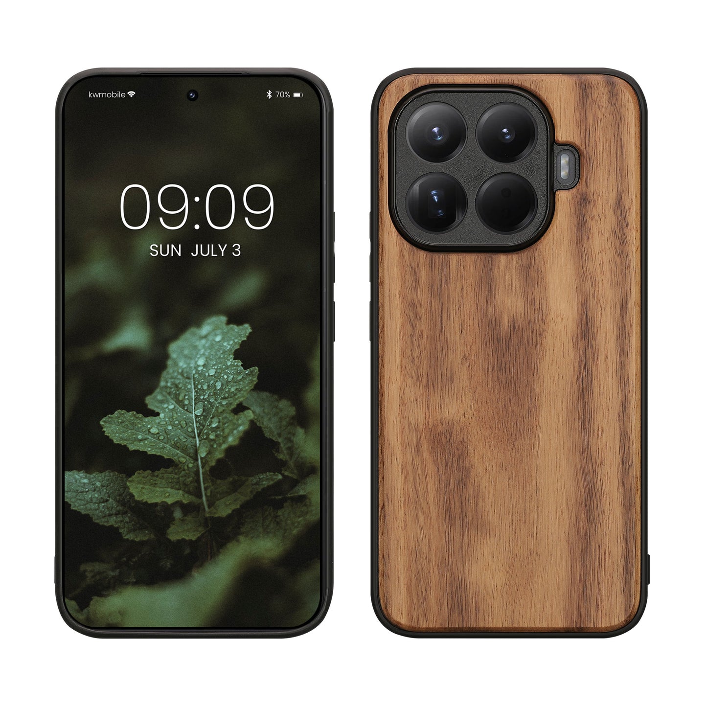 kwmobile Hülle kompatibel mit Xiaomi 15T Pro Hülle - Holz Case - stoßfestes Handy Cover - TPU Handyhülle in Vintage Braun Braun Akazienholz Vintage Braun  [dsg02]