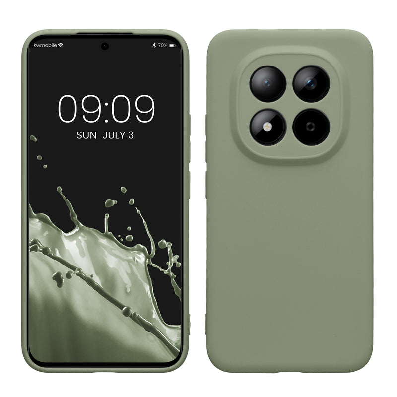 kwmobile Handyhülle kompatibel mit Xiaomi Redmi Note 15 Pro+ 5G / Poco M8 Pro 5G Hülle - Handy Case aus weichem Silikon in Graugrün Graugrün  